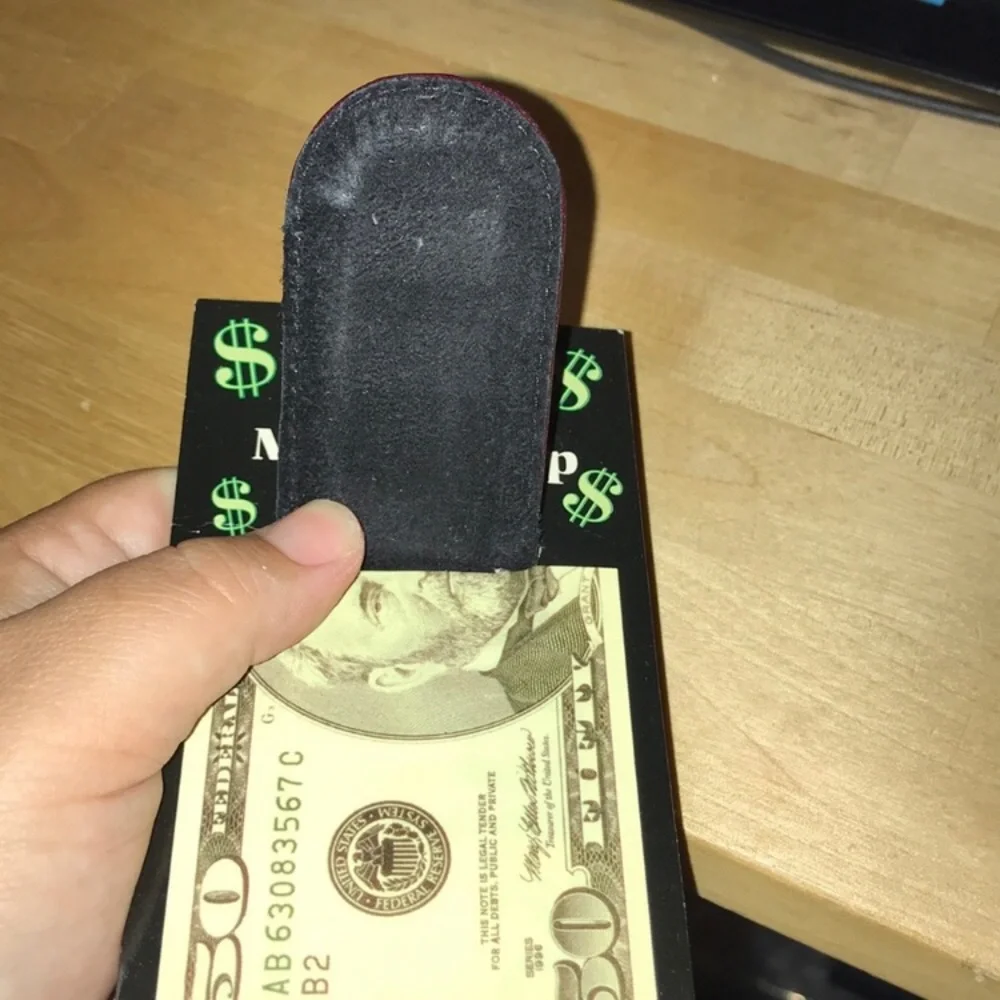 New money clip with magnet red sable leather